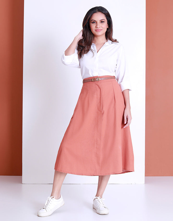 A-Line Skirt with Back Elastic Waist