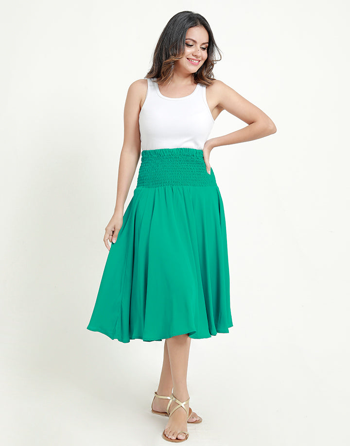 A-Line Skirt with Smocked Waist