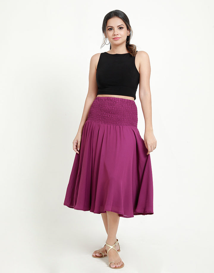 A-Line Skirt with Smocked Waist
