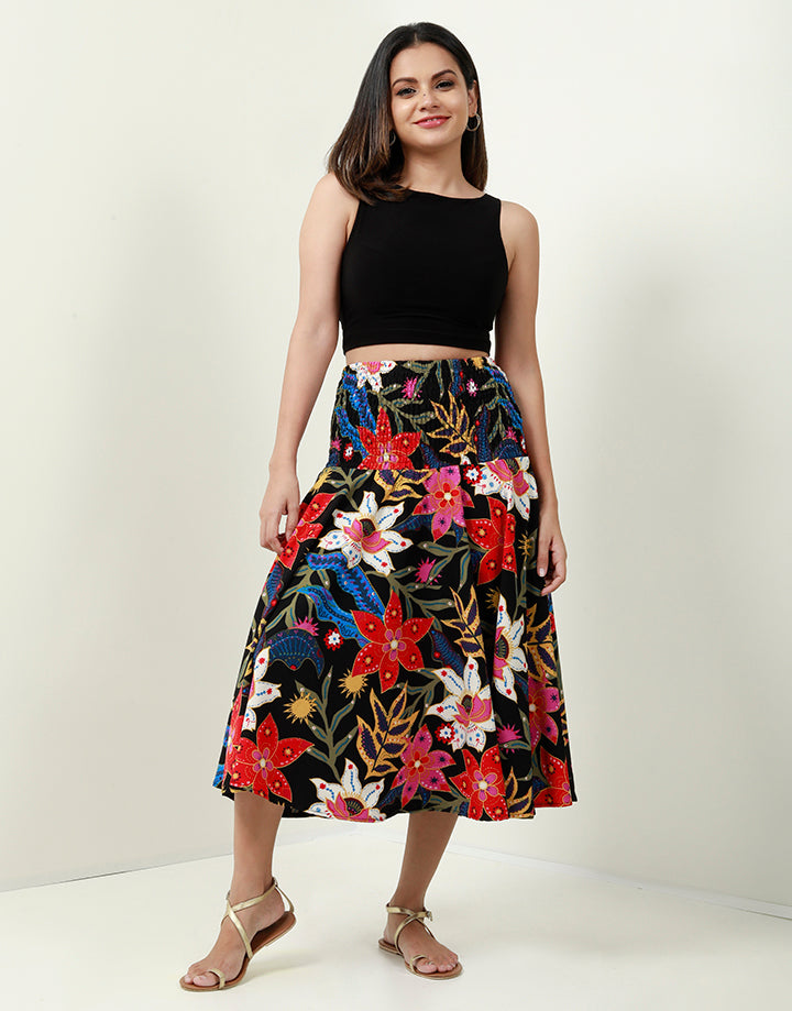 A-Line Skirt with Smocked Waist