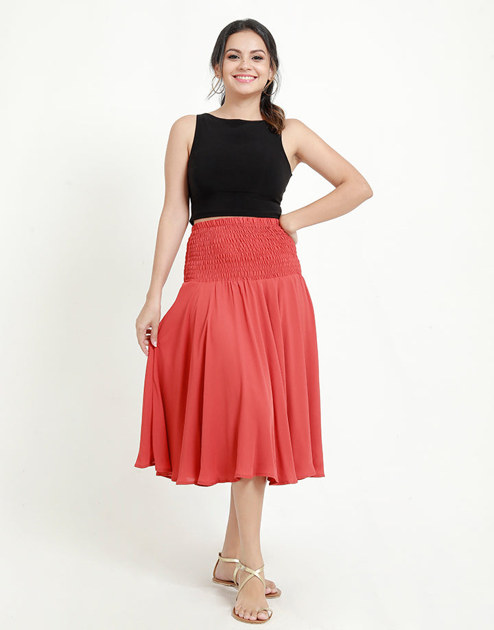 A-Line Skirt with Smocked Waist