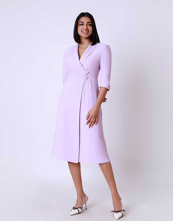 Blazer Collar Dress with Overlap