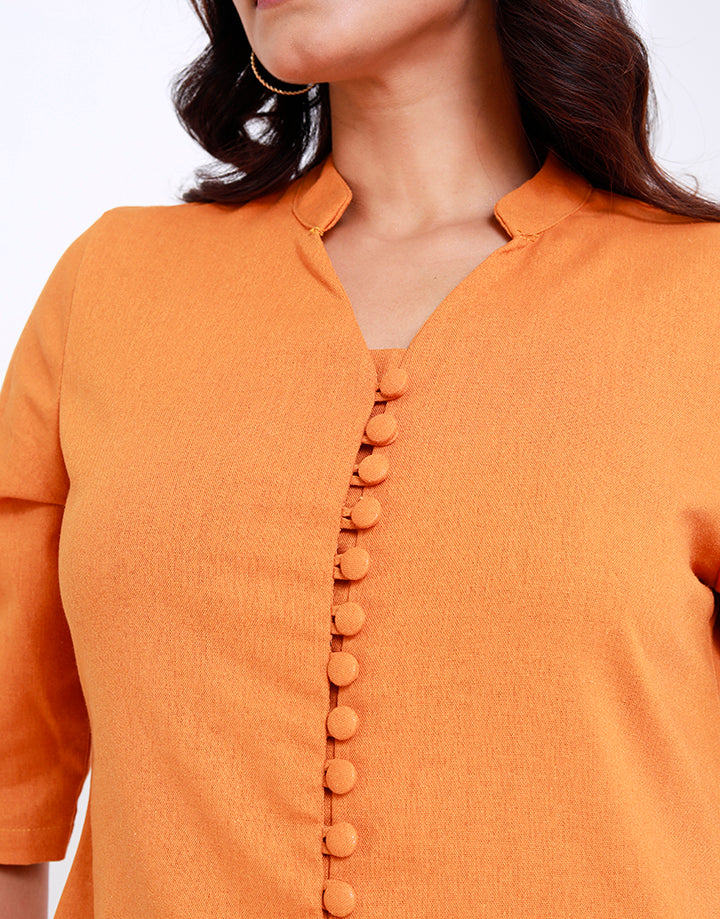 Button Down Kurtha with Mandarin Collar