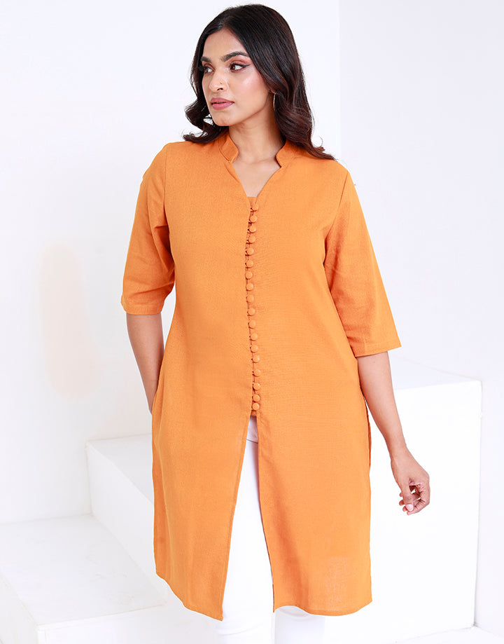 Button Down Kurtha with Mandarin Collar