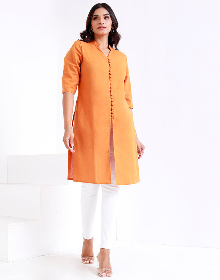 Button Down Kurtha with Mandarin Collar