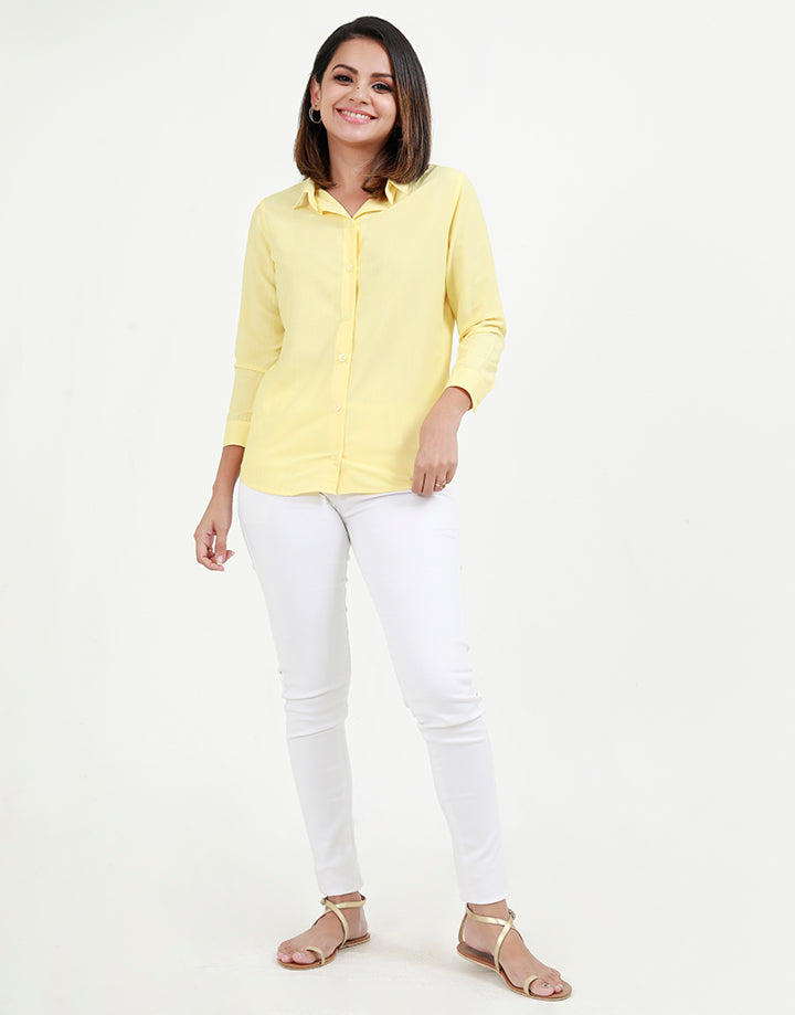 Button Down Shirt With ¾ Sleeves
