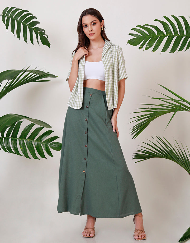 Buttoned Skirt with Pockets