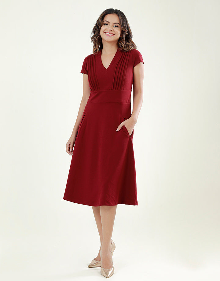 Cap Sleeves Dress with Side Pockets
