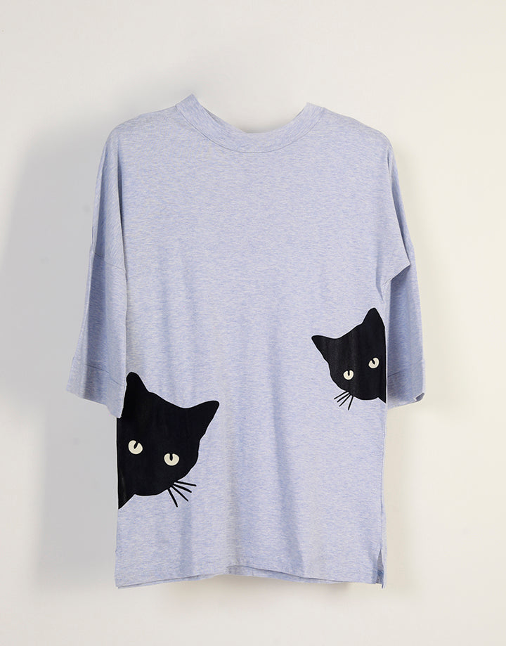 Cat Print T-Shirt Frock