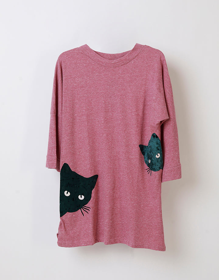 Cat Print T-Shirt Frock