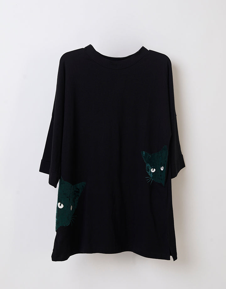 Cat Print T-Shirt Frock