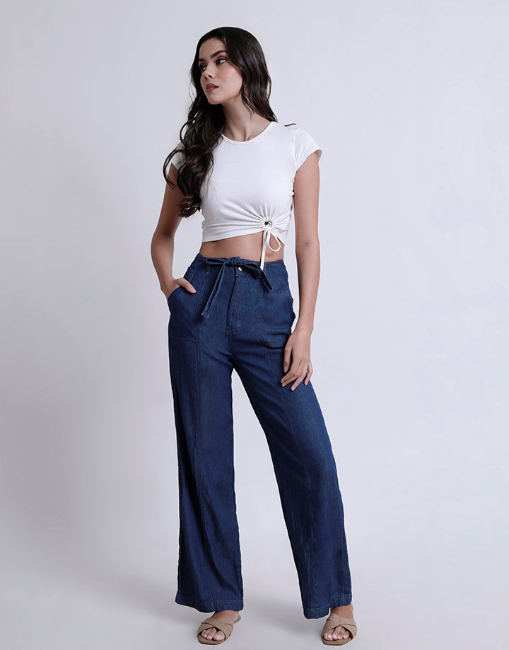 Chambray Pant with Tie Belt