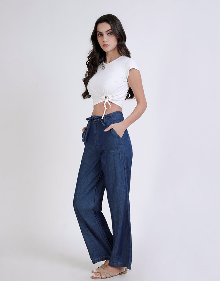 Chambray Pant with Tie Belt