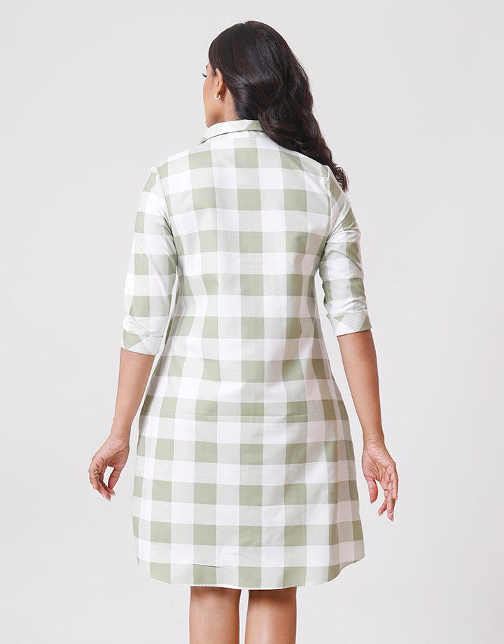 Checked Button Down Dress in Pocket