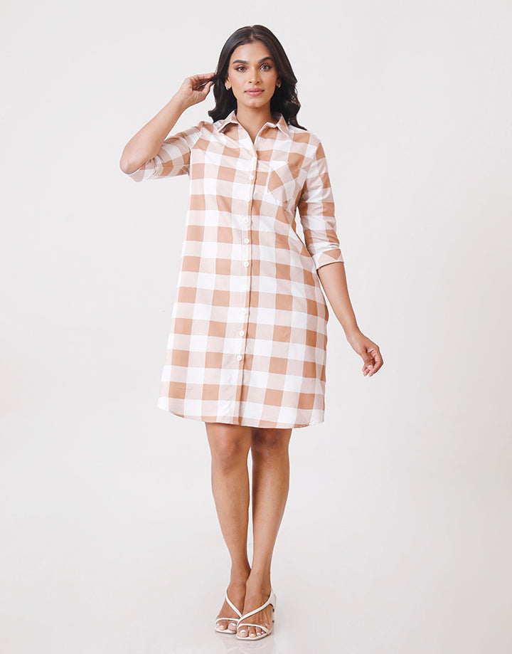 Checked Button Down Dress in Pocket