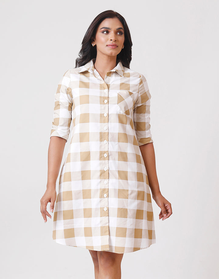 Checked Button Down Dress in Pocket