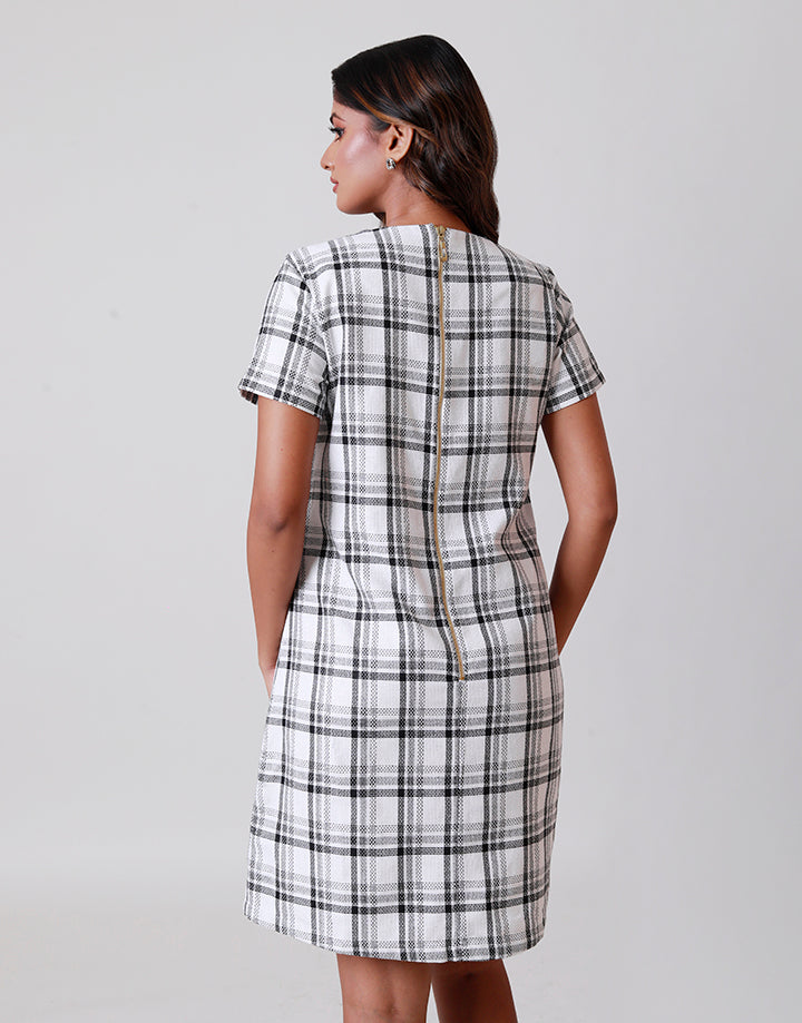 Checked Shirt Dress with Pockets