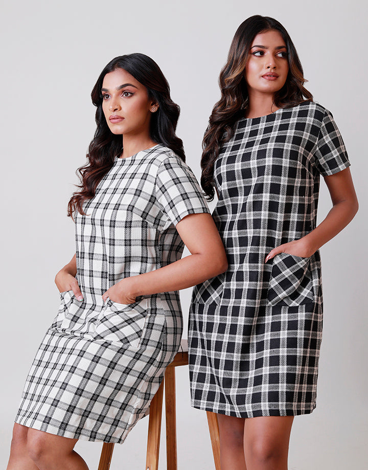 Checked Shirt Dress with Pockets