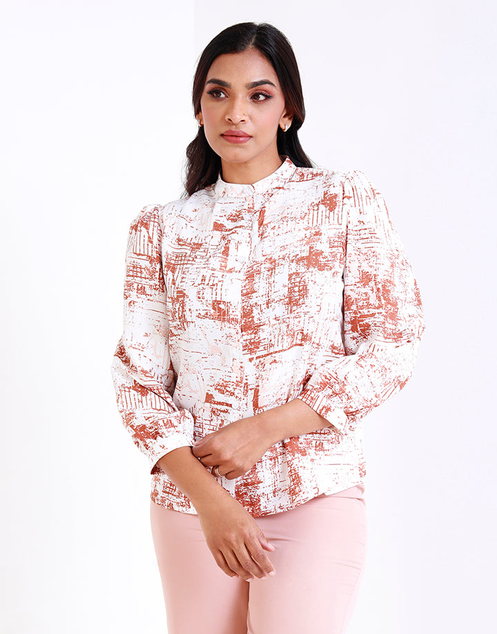 Chinese Collar Blouse with Long Sleeves