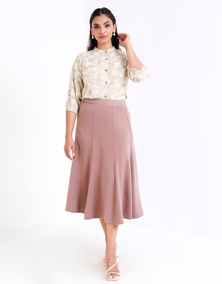 Chinese Collar Blouse with ¾ Sleeves