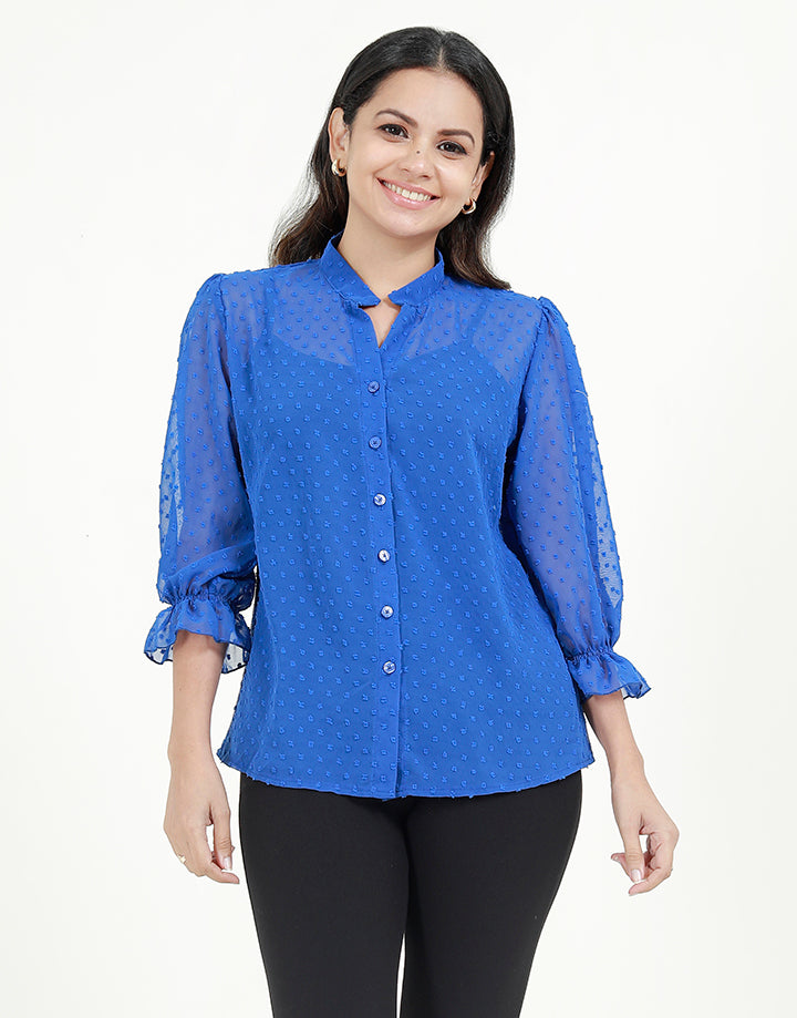 Chinese Collared Blouse with Long Sleeves