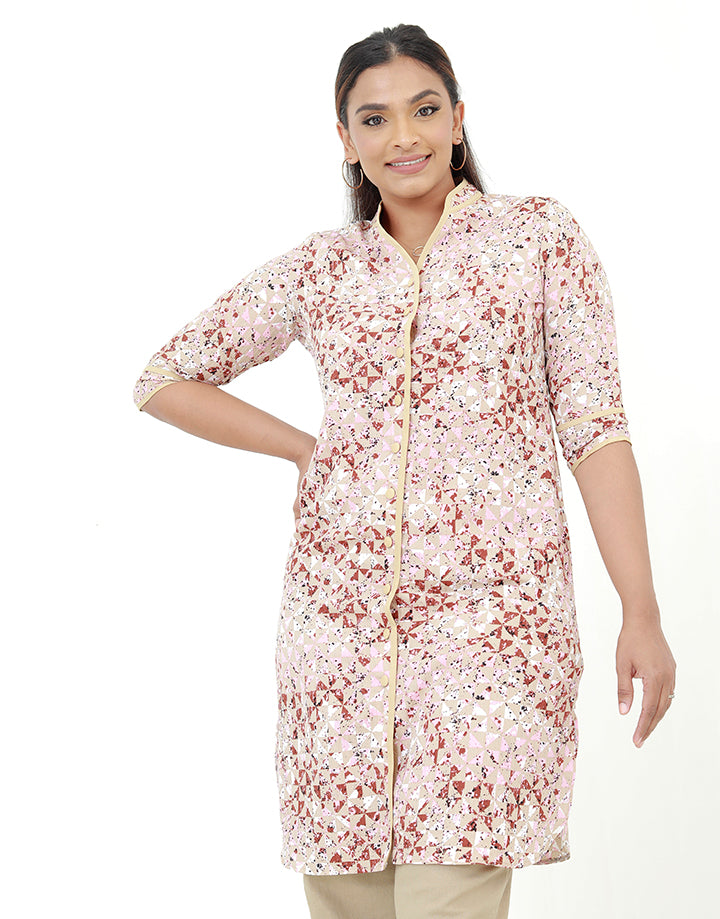 Chinese Collared Kurtha with Contrasting Piping