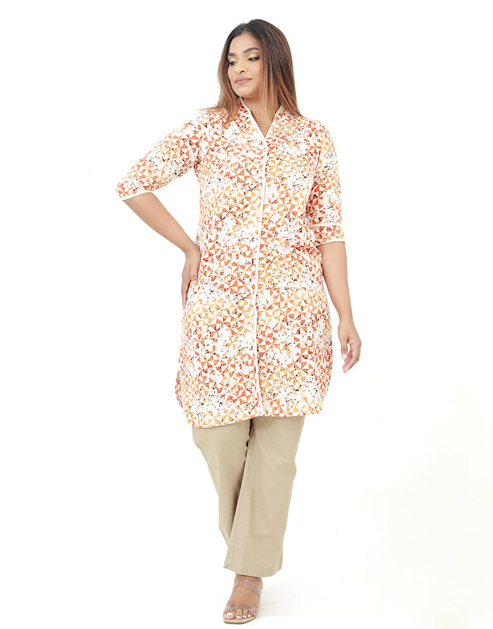 Chinese Collared Kurtha with Contrasting Piping