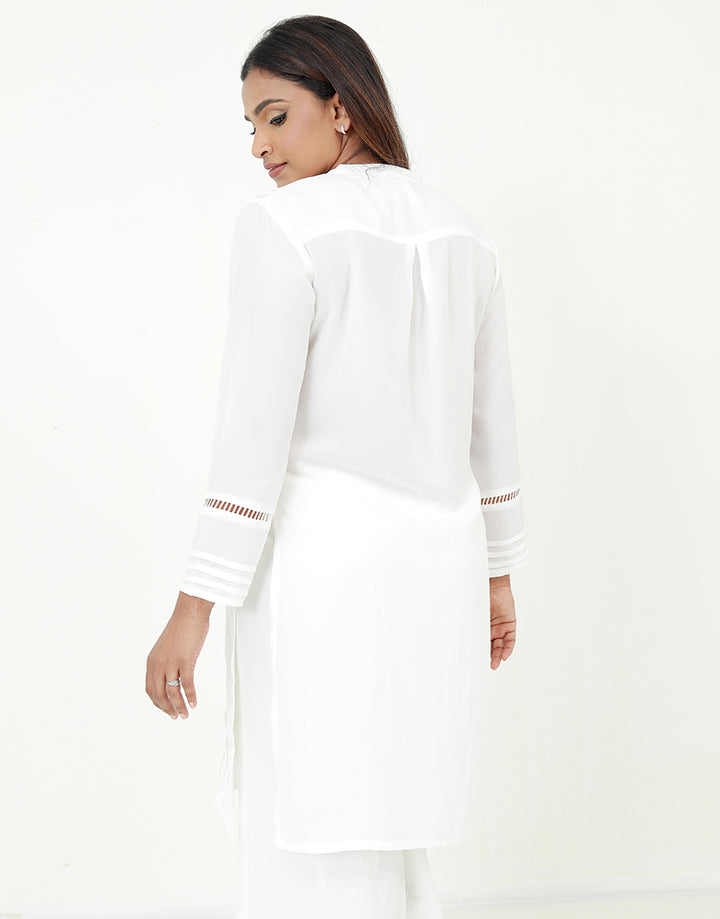 Chinese Collared Kurtha with Ladder Inserts