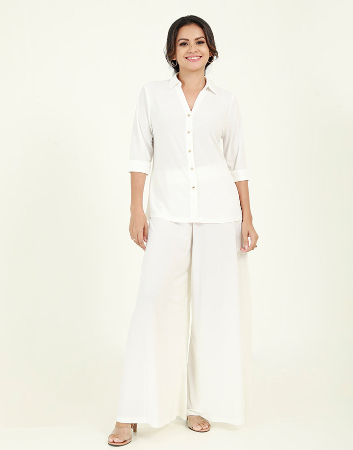 Collared Blouse with Folded Sleeves