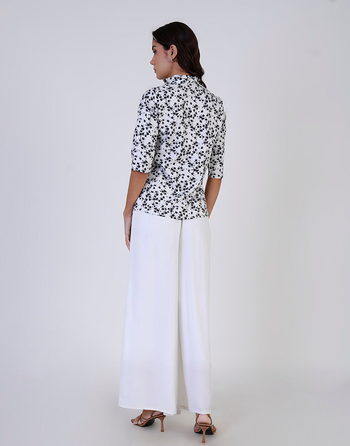 Collared Blouse with ¾ Sleeves