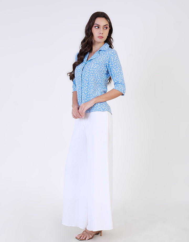 Collared Blouse with ¾ Sleeves