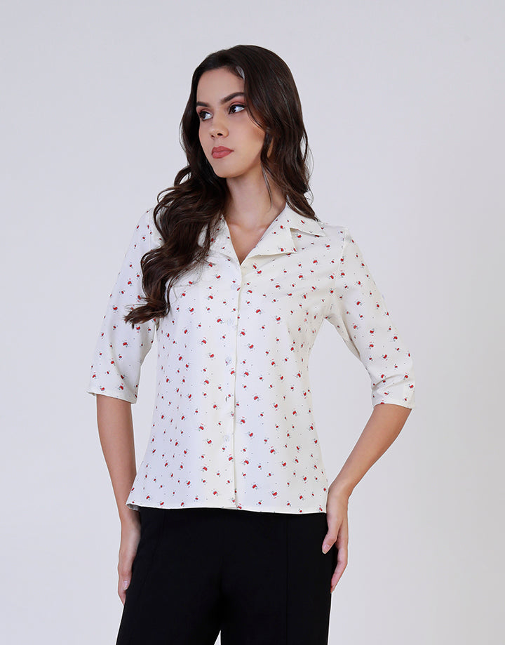 Collared Blouse with ¾ Sleeves