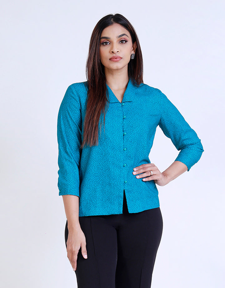 Collared Blouse with ¾ Sleeves