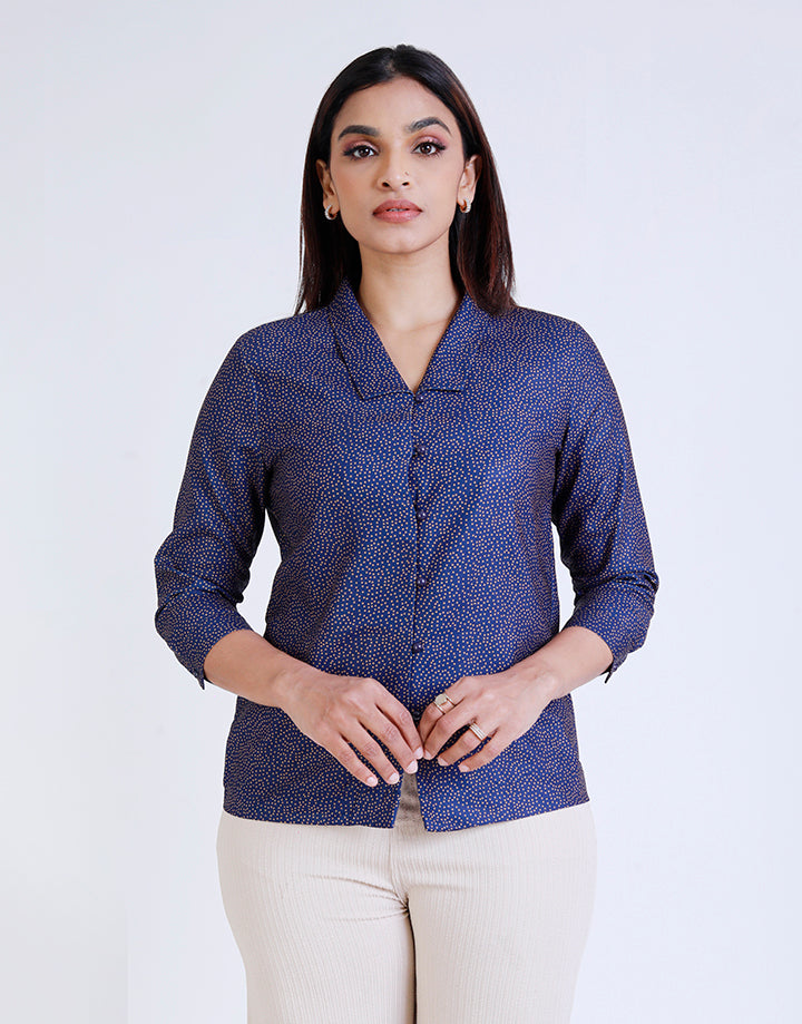 Collared Blouse with ¾ Sleeves