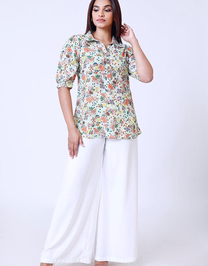 Collared Kurtha Top with ¾ Sleeves