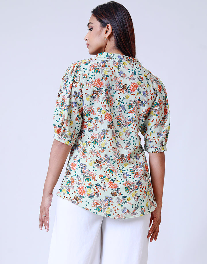 Collared Kurtha Top with ¾ Sleeves