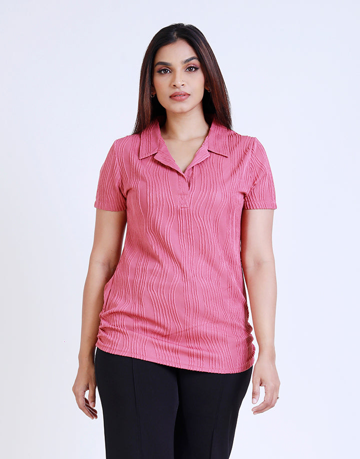 Collared Top with Short Sleeve