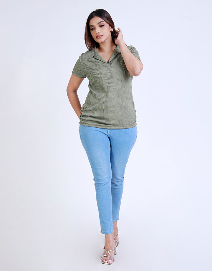 Collared Top with Short Sleeve