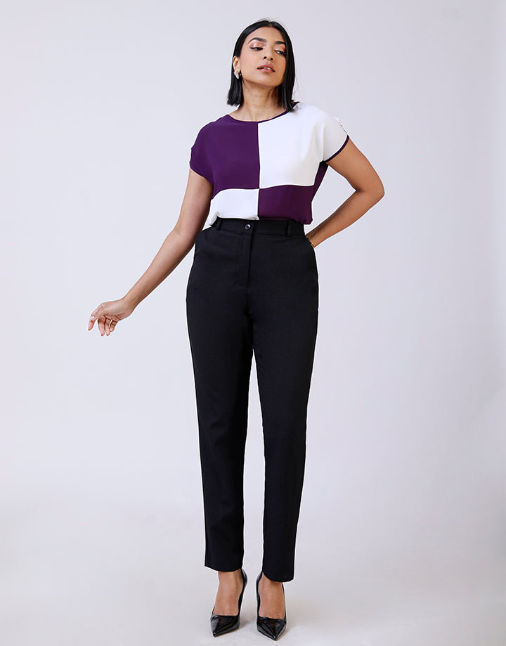 Colour Block Short Sleeves Top