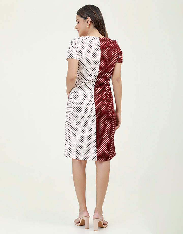 Colour Blocked A-Line Dress with Pockets
