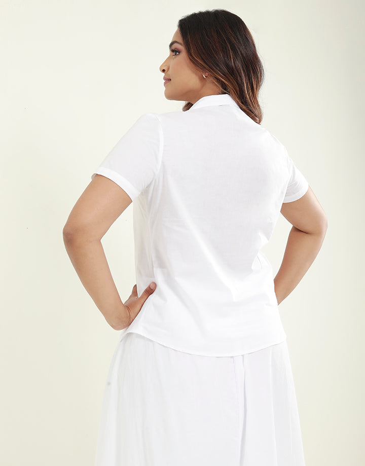 Cotton White Blouse with Emboidery