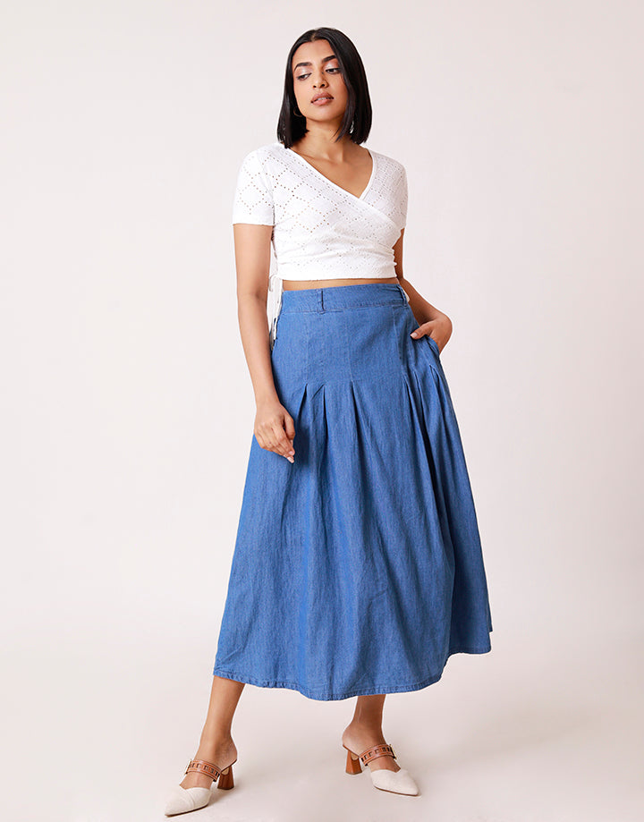 Crossover Neck Crop Top with Side Ruched