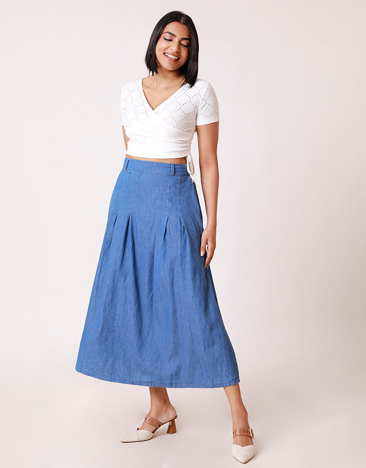 Crossover Neck Crop Top with Side Ruched