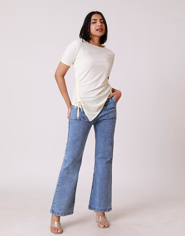 Denim Side Pocket Bell Bottom Jeans