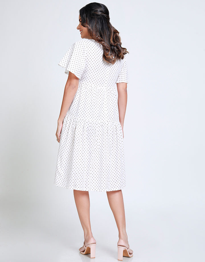 Dotted Dress With Butterfly Sleeves