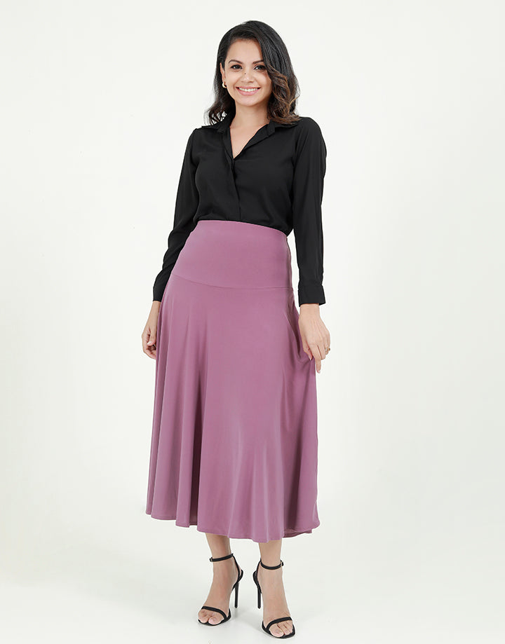 Elastic Waist Band Midi Skirt
