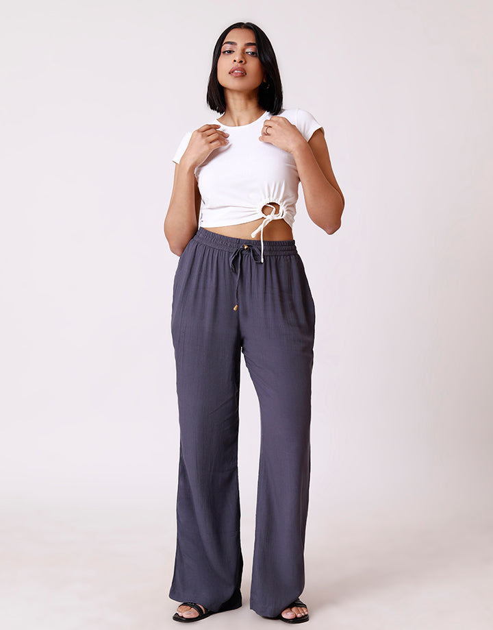 Elastic Waist Pant with Belt