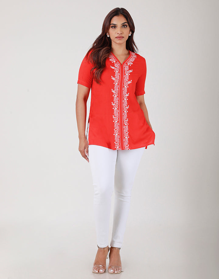 Embroidered Details Kurtha