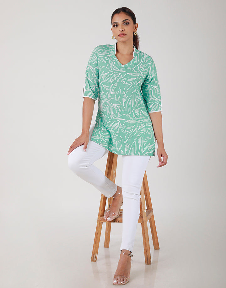 Printed Kurtha with Contrasting Piping