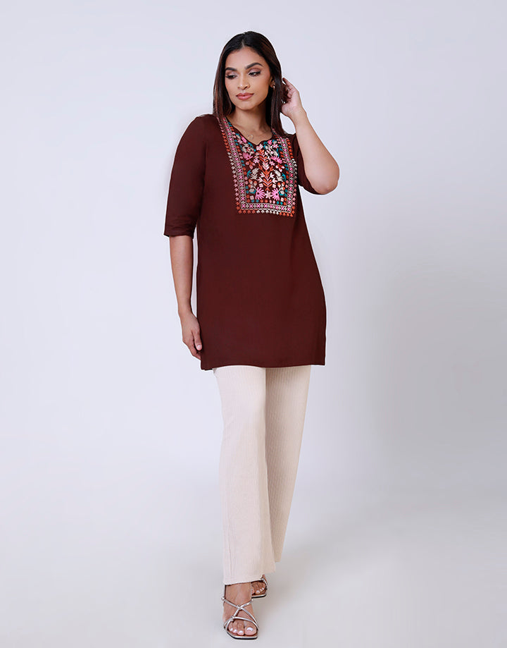 Embroidered Kurtha with ¾ Sleeves